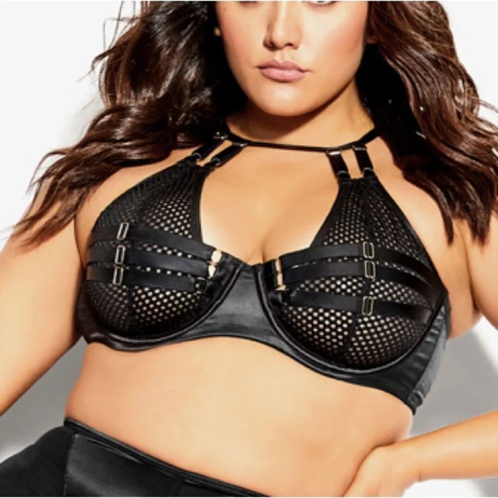 Fox & Royal Black Maudie Underwire Harness Bra Size 38DDD Bondage